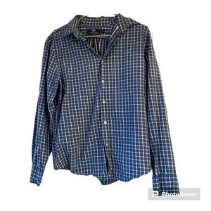 Vineyard Vines Business Casual Blue and White Plaid Button Up Men’s Medium